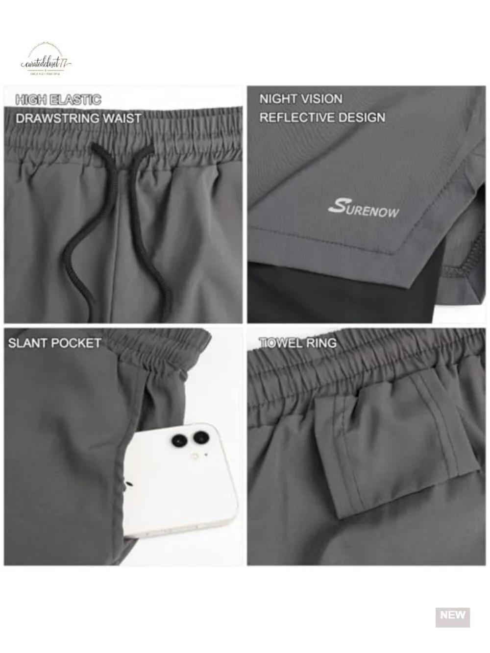 Men's 2 in 1 Running Shorts with Liner Quick Dry Athletic Workout Shorts, Slash